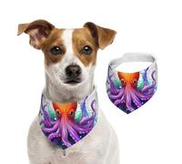 Dog Bandana Colorful Octopus Pet Scarf Adjustable Pets Bandanas Washable Double-Sided Pets Neckerchief Cotton Triangle Bib Dog Scarfs Cats Scarves for Puppy Costume Accessories Medium