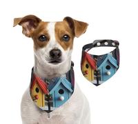Dog Bandana Colorful Spring Birdhouses Pet Scarf Adjustable Pets Bandanas Washable Double-Sided Pets Neckerchief Cotton Triangle Bib Dog Scarfs Cats Scarves for Puppy Costume Accessories Medium