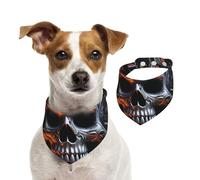 Dog Bandana Cool Skull Graphics Pet Scarf Adjustable Pets Bandanas Washable Double-Sided Pets Neckerchief Cotton Triangle Bib Dog Scarfs Cats Scarves for Puppy Costume Accessories Medium