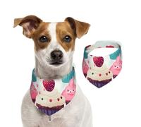 Dog Bandana Cupcake Candy Hearts Sweet Pet Scarf Adjustable Pets Bandanas Washable Double-Sided Pets Neckerchief Cotton Triangle Bib Dogs Scarfs Cats Scarves for Puppy Costume Accessories Small