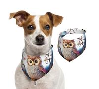 Dog Bandana Cute Owl Tree Flowers and Squirrel Pet Scarf Adjustable Pet Bandanas Washable Double-Sided Pets Neckerchief Cotton Triangle Bib Dog Scarfs Cats Scarves for Puppy Costume Accessories Small