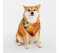 Dog Bandana Cute Sunflower and Butterfly Dog Scarf Adjustable Pet Bandanas for Dogs Christmas Pets Scarf Triangle Bibs Kerchief Soft Breathable Puppy Bandana for Small Medium Large Cats Pet