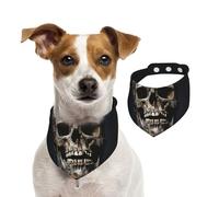 Dog Bandana Death Skull Pet Scarf Adjustable Pets Bandanas Washable Double-Sided Pets Neckerchief Cotton Triangle Bib Dogs Scarfs Cats Scarves for Puppy Costume Accessories Medium