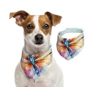 Dog Bandana Dragonfly Watercolor Painting Pet Scarf Adjustable Pets Bandanas Washable Double-Sided Pets Neckerchief Cotton Triangle Bib Dogs Scarfs Cats Scarves for Puppy Costume Accessories Small