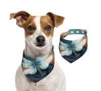 Dog Bandana Dragonfly with Water Lily Pet Scarf Adjustable Pets Bandanas Washable Double-Sided Pets Neckerchief Cotton Triangle Bib Dog Scarfs Cats Scarves for Puppy Costume Accessories Medium