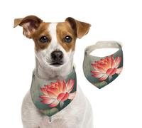 Dog Bandana Flower and Dragonfly Pet Scarf Adjustable Pets Bandanas Washable Double-Sided Pets Neckerchief Cotton Triangle Bib Dogs Scarfs Cats Scarves for Puppy Costume Accessories Large