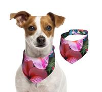 Dog Bandana Flower Tropical Plant Pet Scarf Adjustable Pets Bandanas Washable Double-Sided Pets Neckerchief Cotton Triangle Bib Dogs Scarfs Cats Scarves for Puppy Costume Accessories Medium