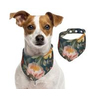 Dog Bandana Flowers Birds Pet Scarf Adjustable Pets Bandanas Washable Double-Sided Pets Neckerchief Cotton Triangle Bib Dog Scarfs Cats Scarves for Puppy Costume Accessories Large