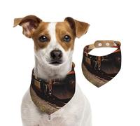 Dog Bandana Freight Train Pet Scarf Adjustable Pets Bandanas Washable Double-Sided Pets Neckerchief Cotton Triangle Bib Dogs Scarfs Cats Scarves for Puppy Costume Accessories Large
