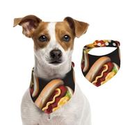Dog Bandana Fun Food Hot Dogs Pet Scarf Adjustable Pets Bandanas Washable Double-Sided Pets Neckerchief Cotton Triangle Bib Dogs Scarfs Cats Scarves for Puppy Costume Accessories Medium