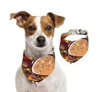 Dog Bandana Funny Food Hamburgers and Mugs Pet Scarf Adjustable Pets Bandanas Washable Double-Sided Pets Neckerchief Cotton Triangle Bib Dogs Scarfs Cats Scarves for Puppy Costume Accessories Medium