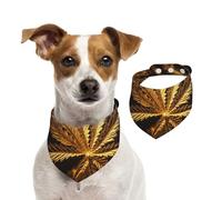 Dog Bandana Golden Cannabis Pet Scarf Adjustable Pets Bandanas Washable Double-Sided Pets Neckerchief Cotton Triangle Bib Dogs Scarfs Cats Scarves for Puppy Costume Accessories Medium