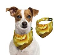 Dog Bandana Graceful Yellow Rose Flower Pet Scarf Adjustable Pets Bandanas Washable Double-Sided Pets Neckerchief Cotton Triangle Bib Dogs Scarfs Cats Scarves for Puppy Costume Accessories Small