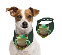 Dog Bandana Green Funny Frog Pet Scarf Adjustable Pets Bandanas Washable Double-Sided Pets Neckerchief Cotton Triangle Bib Dog Scarfs Cats Scarves for Puppy Costume Accessories Small