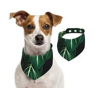 Dog Bandana Green Long Leaves Pet Scarf Adjustable Pets Bandanas Washable Double-Sided Pets Neckerchief Cotton Triangle Bib Dogs Scarfs Cats Scarves for Puppy Costume Accessories Small