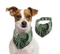 Dog Bandana Green Octopus Pet Scarf Adjustable Pets Bandanas Washable Double-Sided Pets Neckerchief Cotton Triangle Bib Dog Scarfs Cats Scarves for Puppy Costume Accessories Medium