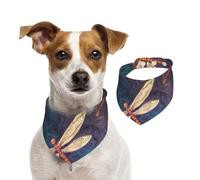 Dog Bandana Hand Painted Dragonfly Pet Scarf Adjustable Pets Bandanas Washable Double-Sided Pets Neckerchief Cotton Triangle Bib Dog Scarfs Cats Scarves for Puppy Costume Accessories Medium