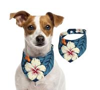 Dog Bandana Hawaii Flower Pet Scarf Adjustable Pets Bandanas Washable Double-Sided Pets Neckerchief Cotton Triangle Bib Dog Scarfs Cats Scarves for Puppy Costume Accessories Small