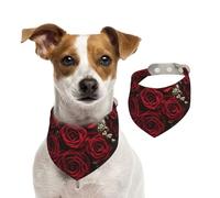 Dog Bandana Heart-Shaped Roses Pet Scarf Adjustable Pets Bandanas Washable Double-Sided Pets Neckerchief Cotton Triangle Bib Dogs Scarfs Cats Scarves for Puppy Costume Accessories Small