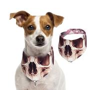 Dog Bandana Human Skull Flowers Pet Scarf Adjustable Pets Bandanas Washable Double-Sided Pets Neckerchief Cotton Triangle Bib Dog Scarfs Cats Scarves for Puppy Costume Accessories Medium