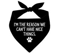 Dog Bandana-I'm The Reason We Can't Have Nice Things, Black Pet Dogs Scarf Accessories, Pets Triangle Muffler, Pet's Bandana for Small Medium Dogs, Over The Collar Bandanas