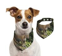 Dog Bandana Jaguar Cat on Tree Trunk Waterfall Pet Scarf Adjustable Pet Bandanas Washable Double-Sided Pets Neckerchief Cotton Triangle Bib Dog Scarfs Cats Scarves for Puppy Costume Accessories Large
