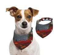 Dog Bandana Japan Mount Fuji Landscape Pet Scarf Adjustable Pets Bandanas Washable Double-Sided Pets Neckerchief Cotton Triangle Bib Dogs Scarfs Cats Scarves for Puppy Costume Accessories Large
