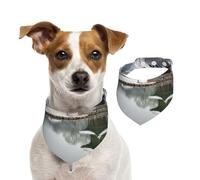 Dog Bandana Korea Winter Lake Pet Scarf Adjustable Pets Bandanas Washable Double-Sided Pets Neckerchief Cotton Triangle Bib Dog Scarfs Cats Scarves for Puppy Costume Accessories Small