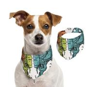 Dog Bandana Left and Right Brain Functions Pet Scarf Adjustable Pets Bandanas Washable Double-Sided Pets Neckerchief Cotton Triangle Bib Dogs Scarfs Cats Scarves for Puppy Costume Accessories Medium
