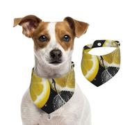 Dog Bandana Lemon with on Black and White Pet Scarf Adjustable Pets Bandanas Washable Double-Sided Pets Neckerchief Cotton Triangle Bib Dog Scarfs Cats Scarves for Puppy Costume Accessories Medium