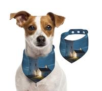 Dog Bandana Lighthouse at Night Pet Scarf Adjustable Pets Bandanas Washable Double-Sided Pets Neckerchief Cotton Triangle Bib Dog Scarfs Cats Scarves for Puppy Costume Accessories Small