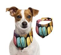 Dog Bandana Macaron Biscuit Flavored Pastries Pet Scarf Adjustable Pets Bandanas Washable Double-Sided Pets Neckerchief Cotton Triangle Bib Dog Scarfs Cats Scarves for Puppy Costume Accessories Small