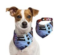 Dog Bandana Magic Electric Guitar Music Pet Scarf Adjustable Pets Bandanas Washable Double-Sided Pets Neckerchief Cotton Triangle Bib Dog Scarfs Cats Scarves for Puppy Costume Accessories Large
