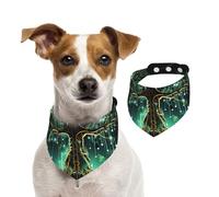 Dog Bandana Magical Green Tree Pet Scarf Adjustable Pets Bandanas Washable Double-Sided Pets Neckerchief Cotton Triangle Bib Dogs Scarfs Cats Scarves for Puppy Costume Accessories Small