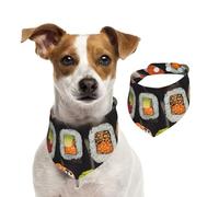 Dog Bandana Many Sushi Food Pet Scarf Adjustable Pets Bandanas Washable Double-Sided Pets Neckerchief Cotton Triangle Bib Dog Scarfs Cats Scarves for Puppy Costume Accessories Large