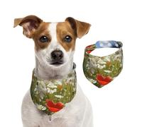 Dog Bandana Meadow and Daisy Flowers Pet Scarf Adjustable Pets Bandanas Washable Double-Sided Pets Neckerchief Cotton Triangle Bib Dogs Scarfs Cats Scarves for Puppy Costume Accessories Medium