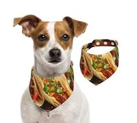 Dog Bandana Mexican Food Pet Scarf Adjustable Pets Bandanas Washable Double-Sided Pets Neckerchief Cotton Triangle Bib Dogs Scarfs Cats Scarves for Puppy Costume Accessories Small