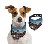 Dog Bandana Moon Light New York City Pet Scarf Adjustable Pets Bandanas Washable Double-Sided Pets Neckerchief Cotton Triangle Bib Dog Scarfs Cats Scarves for Puppy Costume Accessories Medium