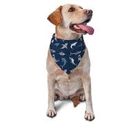 Dog Bandana Navy Blue Cartoon Sharks Print Triangle Dog Scarf Kerchief Washable Adjustable Accessories for Small Medium Large Dog Puppy Pet