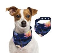 Dog Bandana Night Flowers Pet Scarf Adjustable Pets Bandanas Washable Double-Sided Pets Neckerchief Cotton Triangle Bib Dog Scarfs Cats Scarves for Puppy Costume Accessories Large