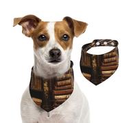Dog Bandana Old Books in Library Pet Scarf Adjustable Pets Bandanas Washable Double-Sided Pets Neckerchief Cotton Triangle Bib Dog Scarfs Cats Scarves for Puppy Costume Accessories Small