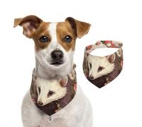 Dog Bandana Opossum and Roses Pet Scarf Adjustable Pets Bandanas Washable Double-Sided Pets Neckerchief Cotton Triangle Bib Dog Scarfs Cats Scarves for Puppy Costume Accessories Large