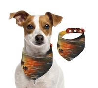 Dog Bandana Palm Tree Sun Landscape Pet Scarf Adjustable Pets Bandanas Washable Double-Sided Pets Neckerchief Cotton Triangle Bib Dogs Scarfs Cats Scarves for Puppy Costume Accessories Small