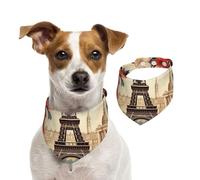 Dog Bandana Paris Vintage Floral Pet Scarf Adjustable Pets Bandanas Washable Double-Sided Pets Neckerchief Cotton Triangle Bib Dog Scarfs Cats Scarves for Puppy Costume Accessories Large