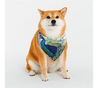 Dog Bandana Peacock Pattern Dog Scarf Adjustable Pet Bandanas for Dogs Christmas Pets Scarf Triangle Bibs Kerchief Soft Breathable Puppy Bandana for Small Medium Large Cats Pet