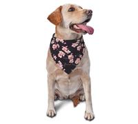 Dog Bandana Pink Cherry Flower Black Cat Dog Kerchief Personalised Triangle Bibs Scarf Adjustable Pet Neckerchief For Party Festival Pets