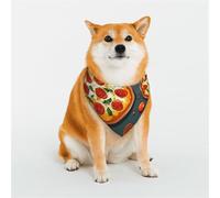 Dog Bandana Pizza Food Dog Scarf Adjustable Pet Bandanas for Dogs Christmas Pets Scarf Triangle Bibs Kerchief Soft Breathable Puppy Bandana for Small Medium Large Cats Pet
