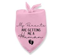Dog Bandana Pregnancy Announcement My Parents are Getting Me a Human Dog Baby Announcement Bandana Pregnancy Announcement Gender Reveal Dogs Scarf for Small Medium Cats Dogs (Pink)