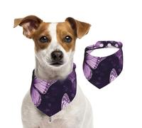 Dog Bandana Purple Butterflies Pet Scarf Adjustable Pets Bandanas Washable Double-Sided Pets Neckerchief Cotton Triangle Bib Dog Scarfs Cats Scarves for Puppy Costume Accessories Large