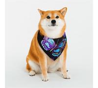Dog Bandana Purple Butterfly and Flowers Dog Scarf Adjustable Pet Bandanas for Dogs Christmas Pets Scarf Triangle Bibs Kerchief Soft Breathable Puppy Bandana for Small Medium Large Cats Pet